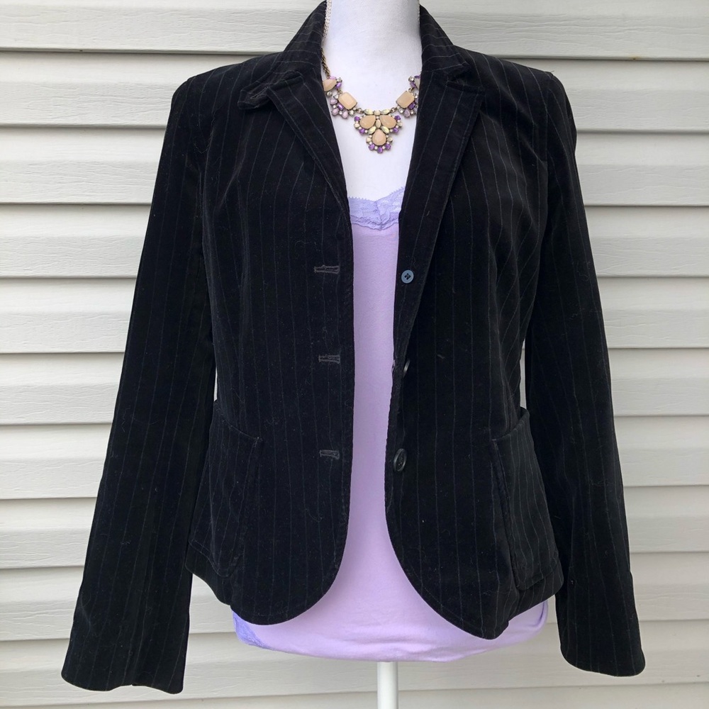 J Crew VELVET Black Blazer SZ 6- Vintage